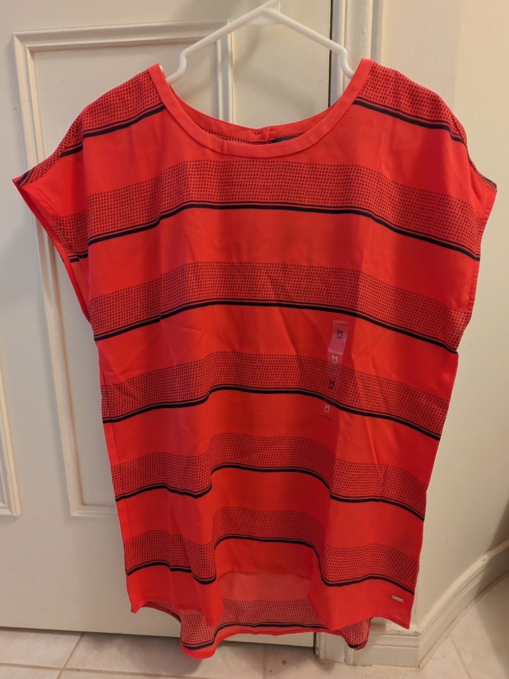 Tommy Hilfiger Women's Red and Black Striped Top